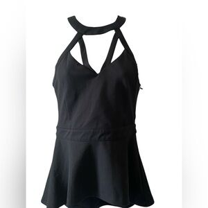 Anthropologie 1.State modern black cutout halter top NWT Size M.
